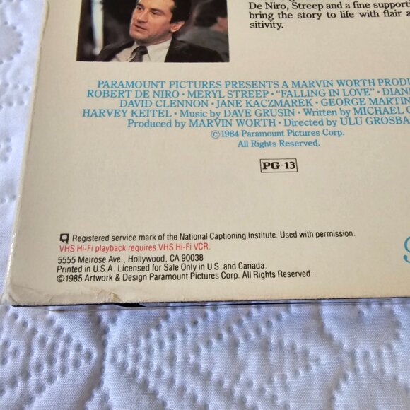 Falling In Love 1984 VHS Robert De Niro & Meryl Streep 106 Min PG-13, Vintage - Picture 5 of 10